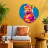 Muis - Kimono - Bloemen - Blauw Wandcirkel Organisch Plexiglas middel -sfeer4
