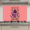 Paars - Kever - Stipjes - Bloemen keuken achterwand spatscherm klein -3d_website