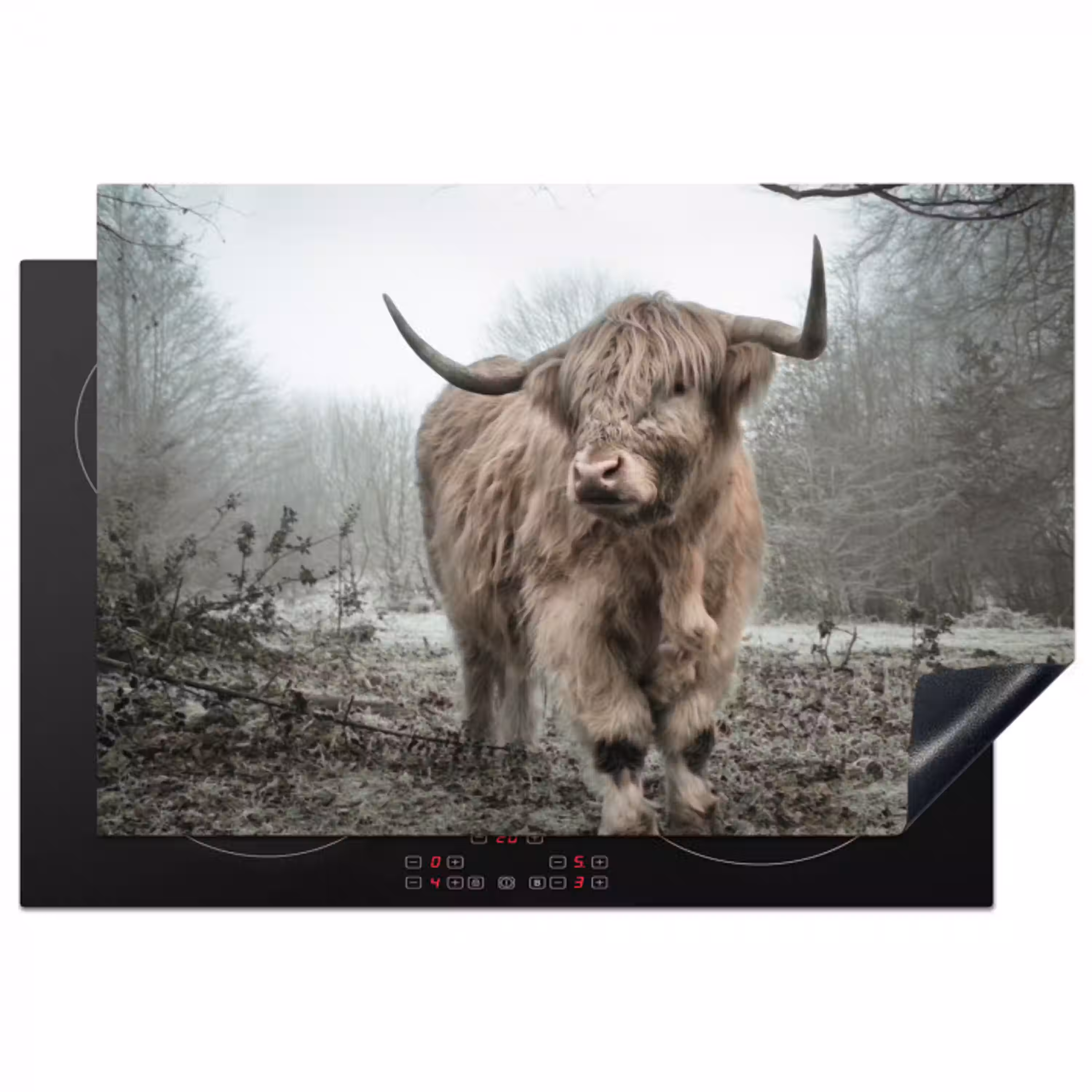 Schotse hooglander - Natuur - Herfst - Dieren - Wild - Bos Inductie beschermer vinyl 3mm klein -3d