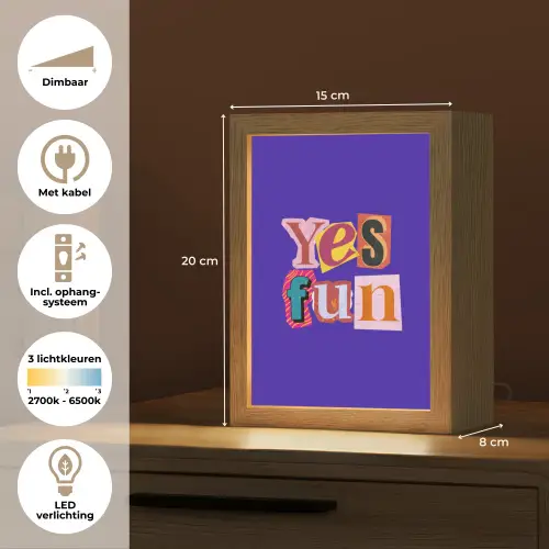 Yes fun - Kleurrijk - Collage-stijl Light Box met kabel (Tafellamp) klein -USP_NL