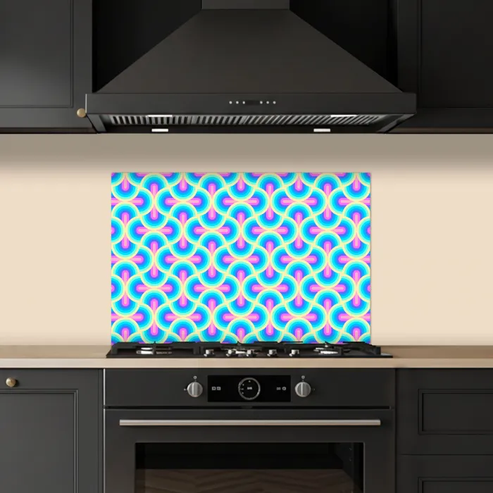 Cirkels - Neon - Bogen keuken achterwand spatscherm klein 900 -sfeer1
