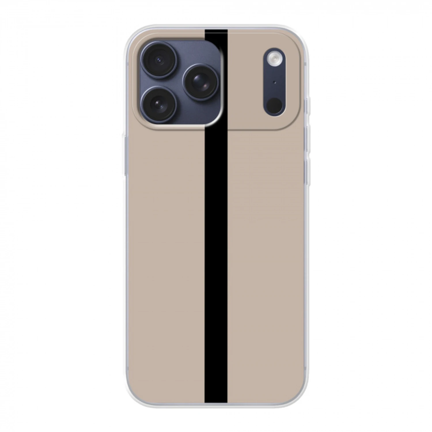 Beige - Zwart - Streep - Minimalistisch Telefoonhoesje iPhone 17 Pro Max klein -3d