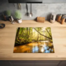 Bos - Beek - Zonlicht - Natuur - Groen Inductie beschermer vinyl 3mm middel -sfeer5
