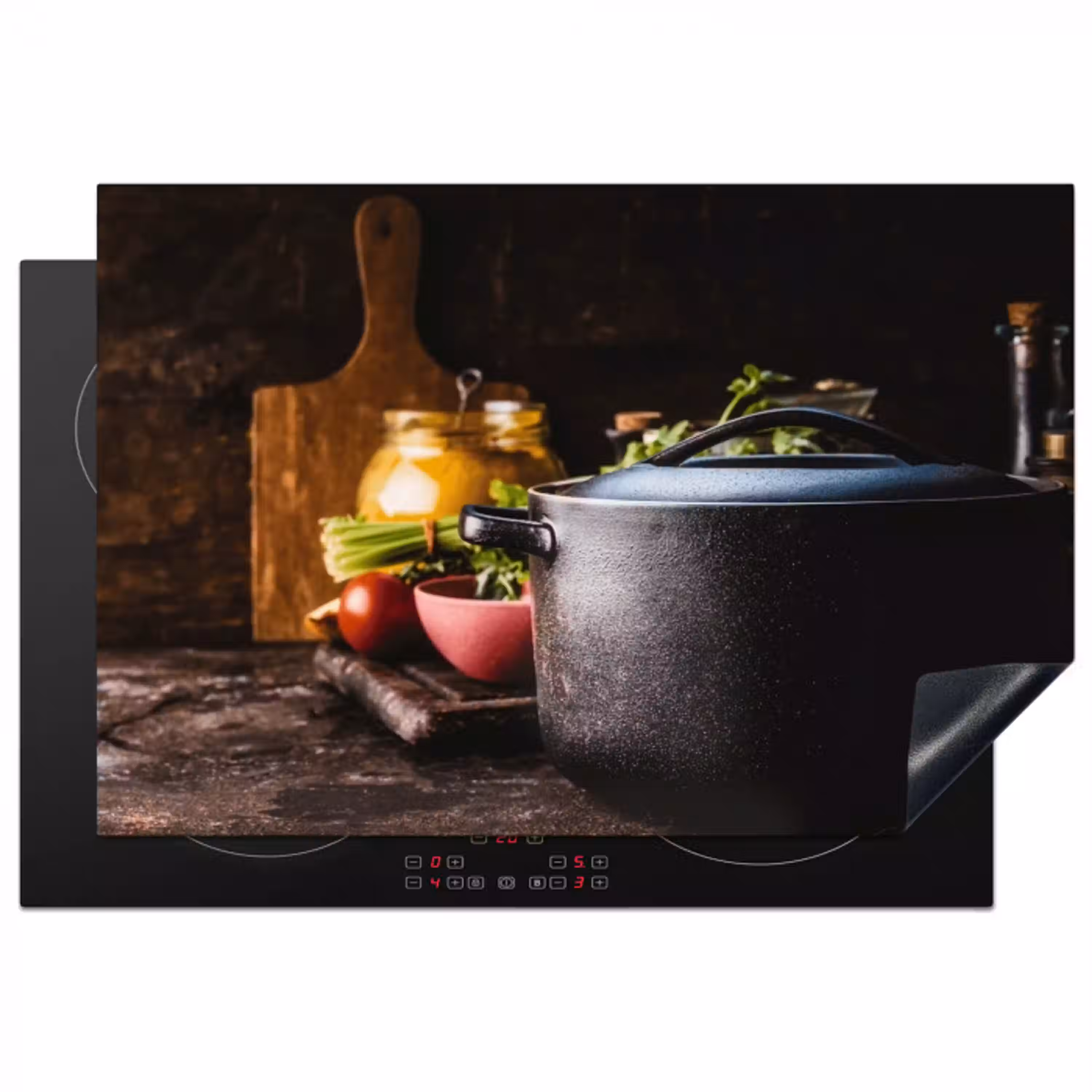 Culinaire Voorbereidingen bij Schemerlicht Inductie beschermer vinyl 3mm klein -3d