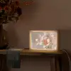 Lelies - Meeldraden - Roze - Wazig Light Box met kabel (Tafellamp) klein -sfeer4