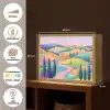 Landschap - Paars - Pastel - Huizen Light Box met batterij (Wandlamp) middel -USP_websiteoverzichtNL