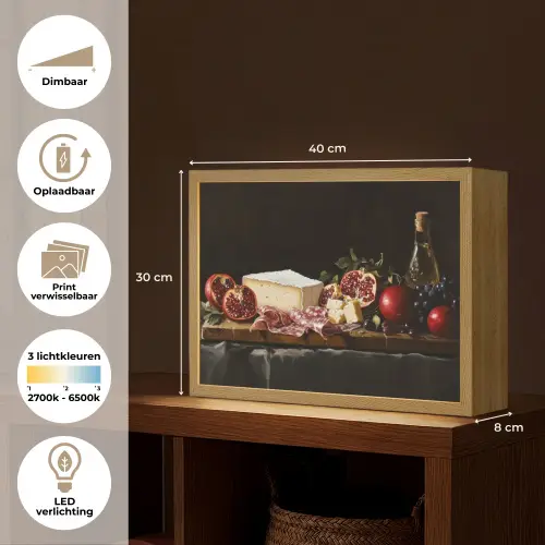 Stilleven - Vintage - Borrelplank Light Box met batterij (Wandlamp) middel -USP_websiteoverzichtNL