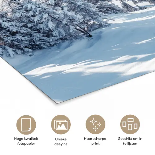 Sneeuw - Winter - Landschap - Bergen poster papier klein -closeup_NL