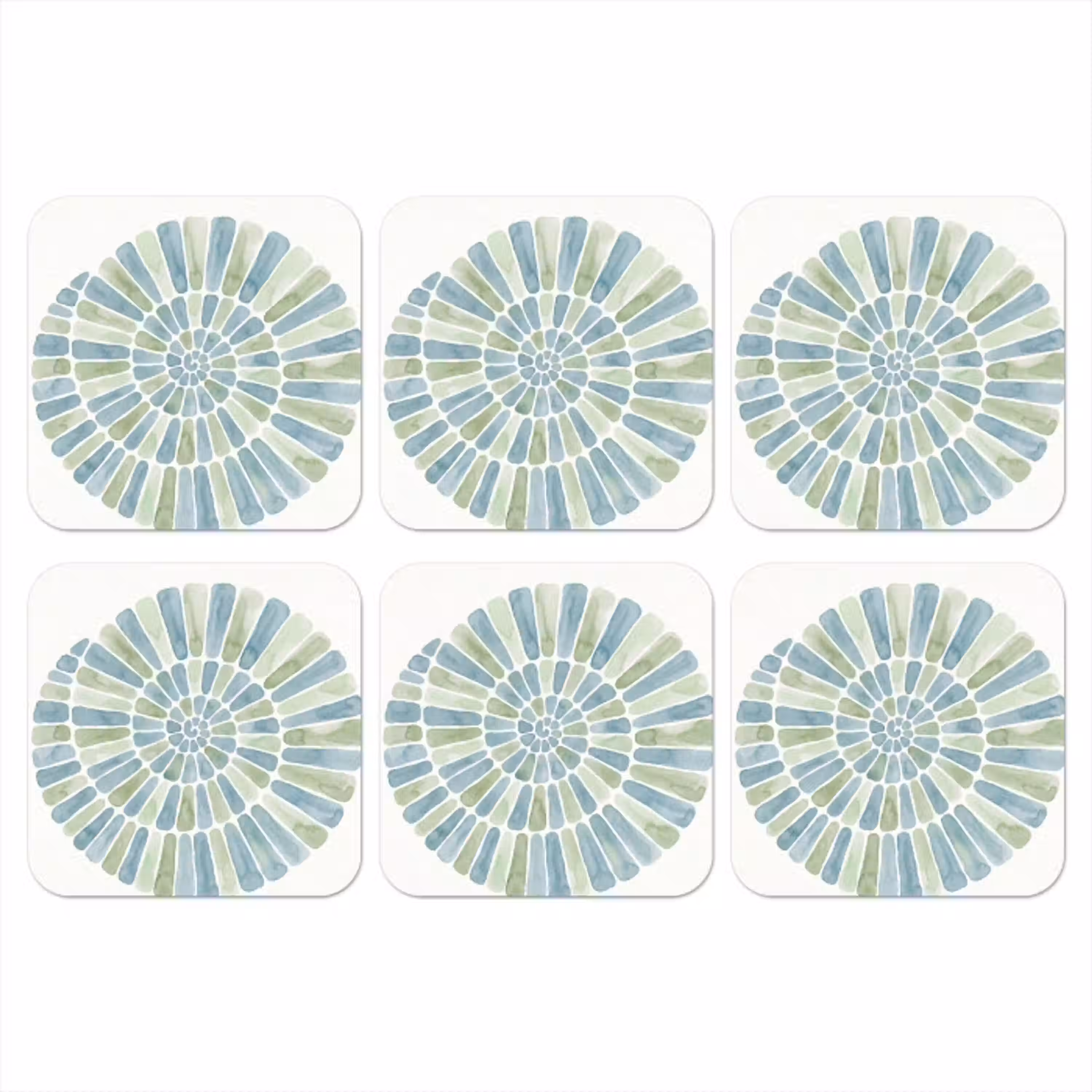 Abstract - Spiraal - Patroon - Modern - Blauw-Groen onderzetter kurk middel -3d