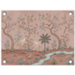 Nostalgisch - Reigers - Roze tuinposter los doek klein -3d