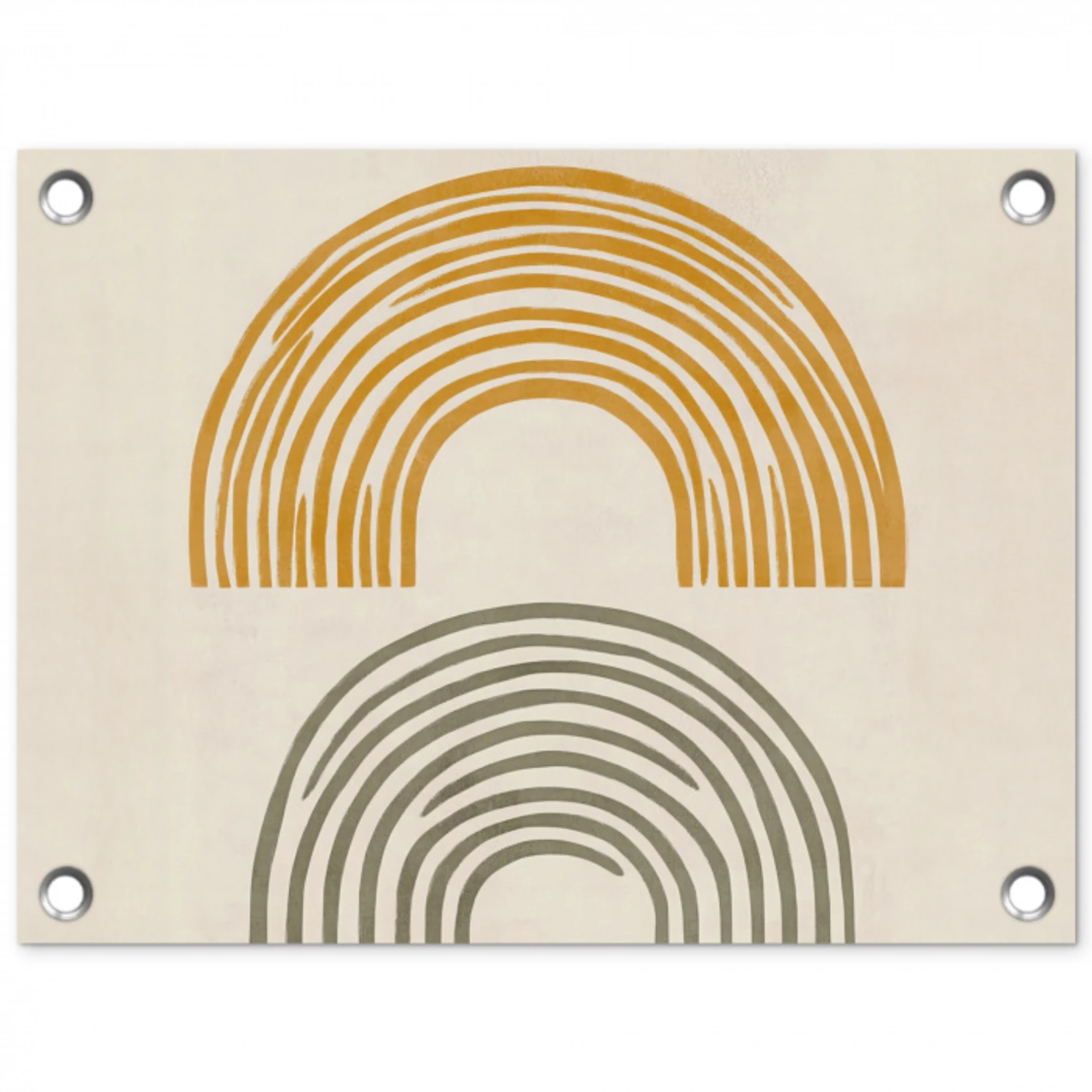 Bogen - Lijnen - Oranje - Minimalistisch tuinposter los doek klein -3d