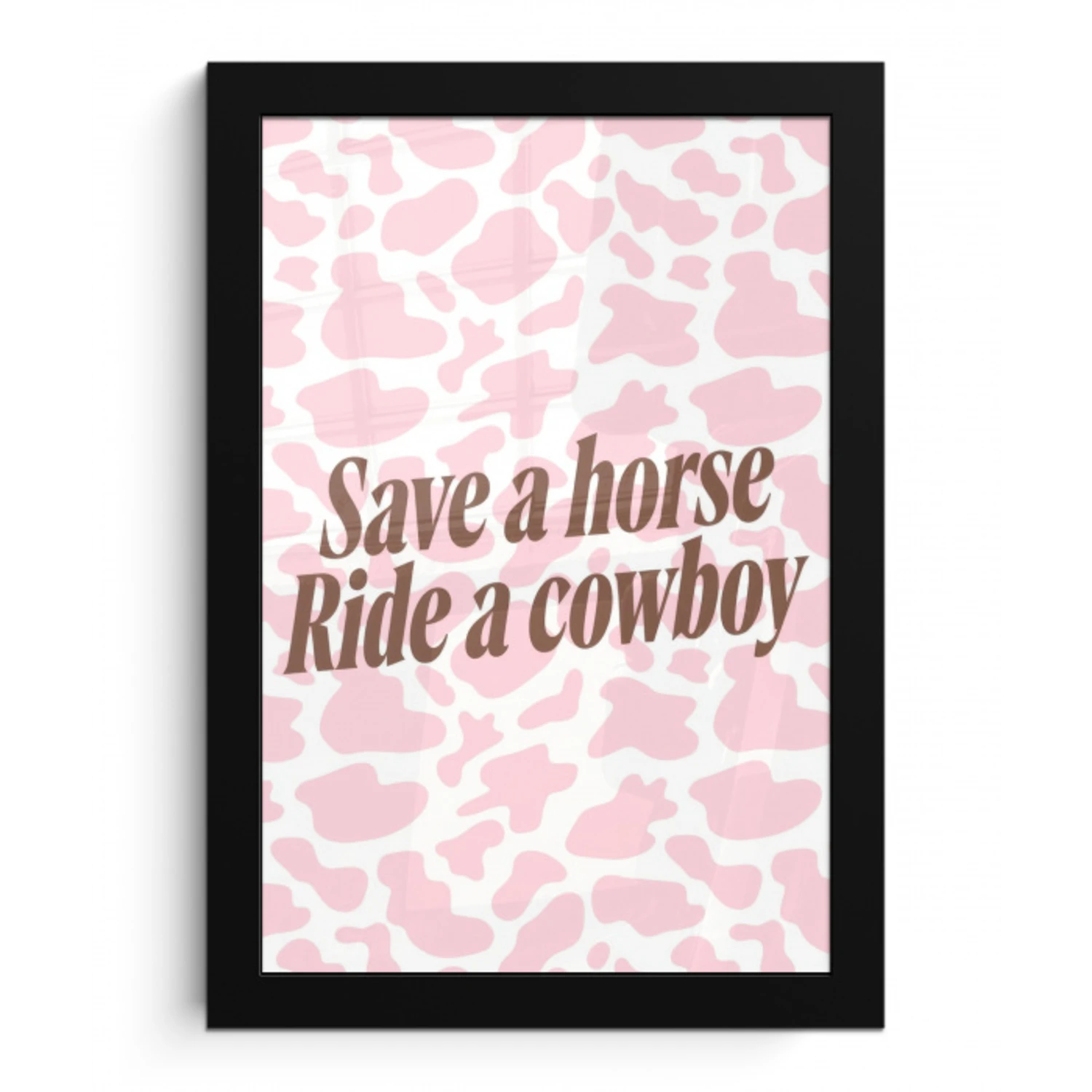 Koeienprint - Roze - Cowboy - Horse fotolijst zwart zonder passe partout klein -3d