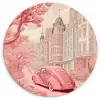 City - Car - Pink Wandcirkel kunststof plaat 5mm dik klein -3d