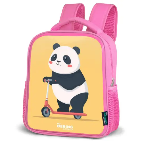 Panda - Step - Geel Kinderrugzak - Roze middel -schuin