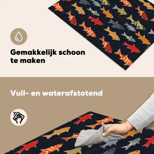 Vissen - Patroon - Kleurrijk Inductie beschemer met haakjes klein 777 -ky-schoon-nl