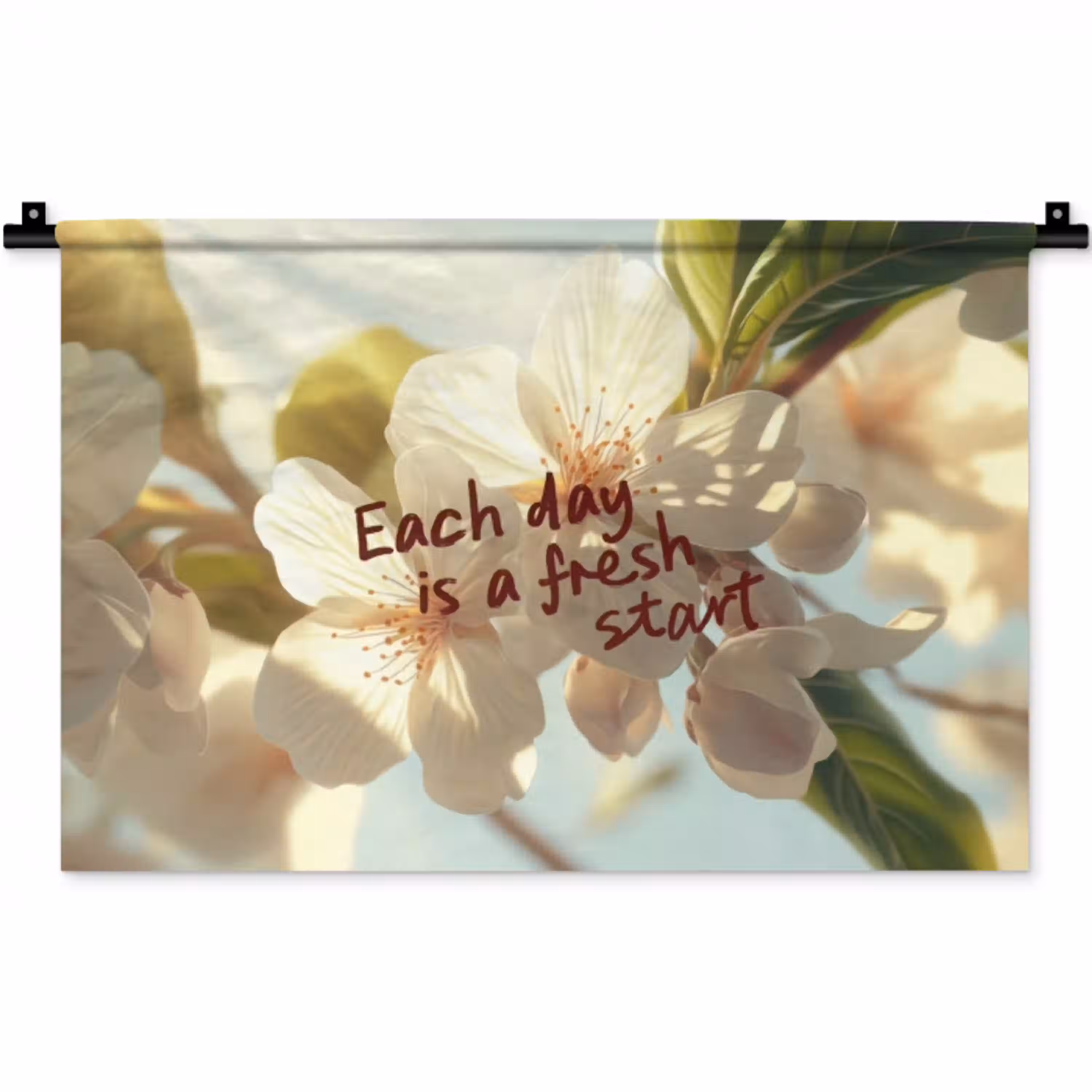Bloesems - Zonlicht - Quote - Wit Wandkleed katoen klein -zz3d
