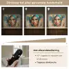 Vrouw - Portret - Goud - Luxe - Blauw Light Box met batterij (Wandlamp) middel -USP_dimbaarNL