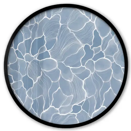 Abstract - Blauw - Bladeren Fotolijst rond zonder passe partout klein -3d
