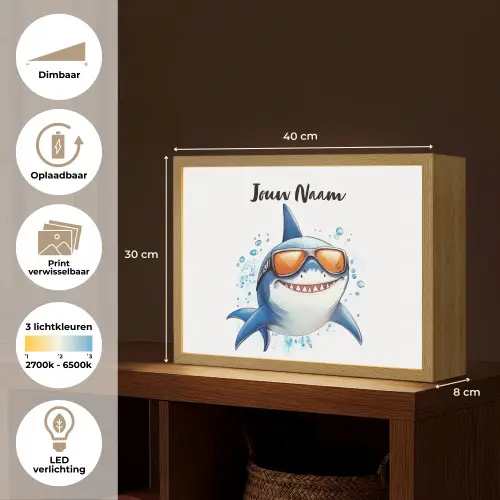 Haai - Zonnebril - Blauw - Water Light Box met batterij (Wandlamp kind) middel -USP_websiteoverzichtNL