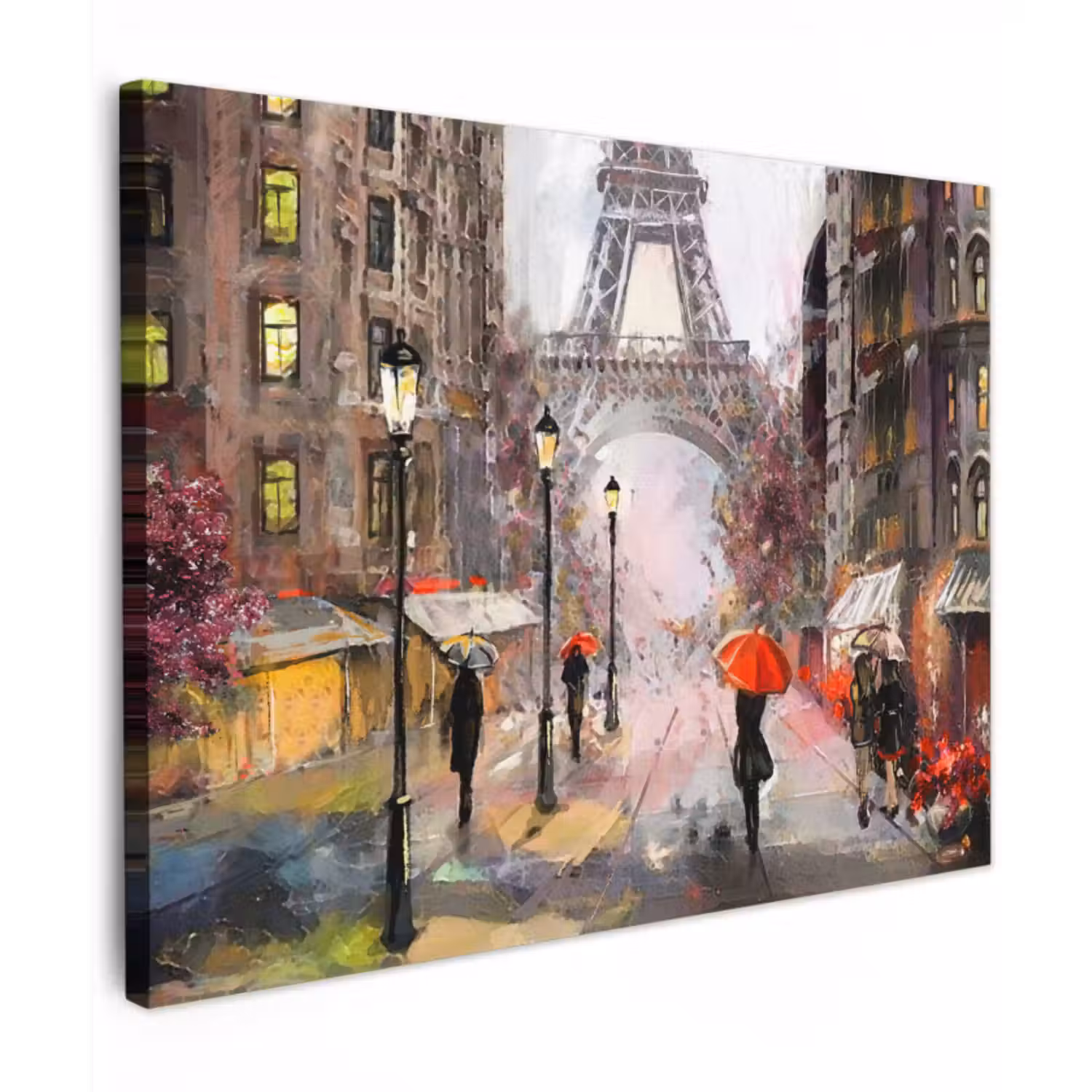 Canvas schilderij - Schilderij - Parijs - Eiffeltoren - Paraplu - Olieverf