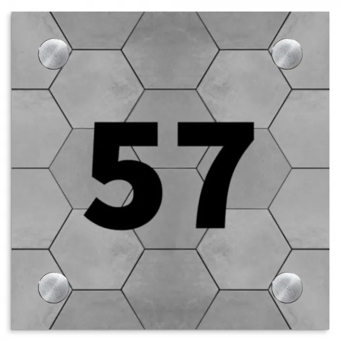 Grijze tegels - Traditioneel Naambord Vierkant klein -3d