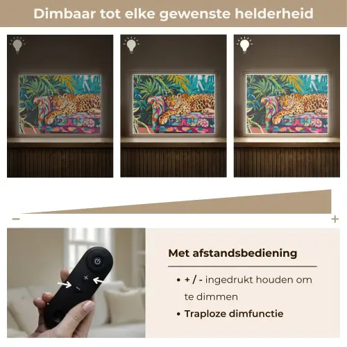 Luipaard - Kleurrijk - Tropisch Light Box met batterij (Wandlamp) middel -USP_dimbaarNL