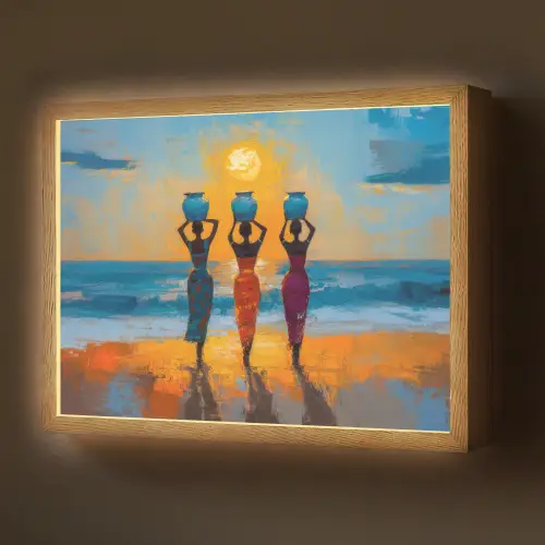 Vrouwen - Strand - Zondsondergang Light Box met batterij (Wandlamp) middel -z3d_website
