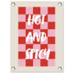 Hot - Spicy - Geruit - Rood tuinposter los doek klein -3d