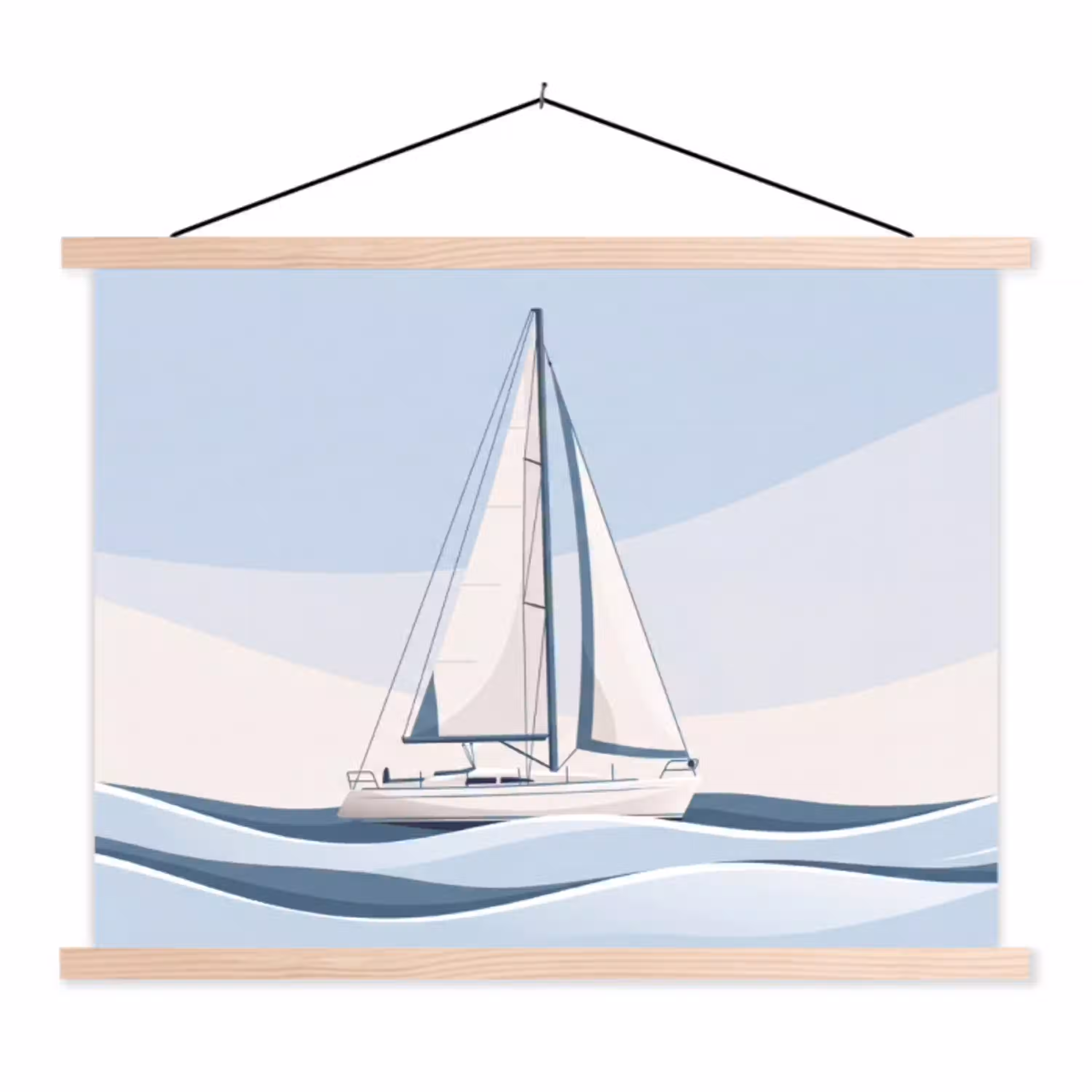 Boot - Zeil - Zee - Modern - Beige textielposter latten blank klein -3d