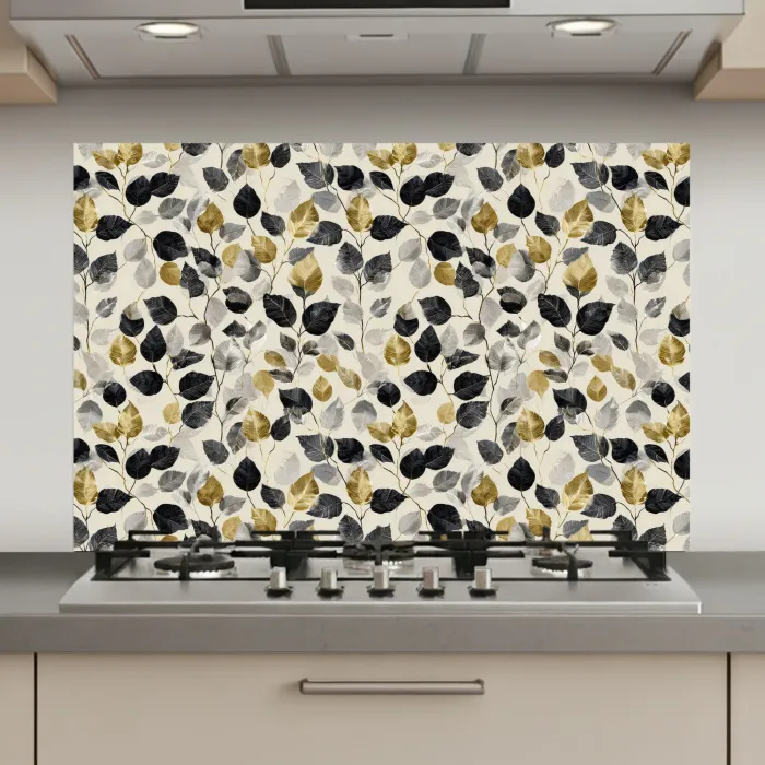 Botanisch - Goud - Zwart keuken achterwand spatscherm klein 900 -3d_website