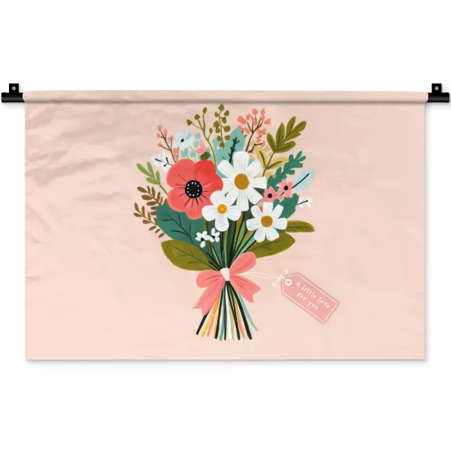 Boeket - Strikje - Kaartje - Quote Wandkleed katoen klein -zz3d