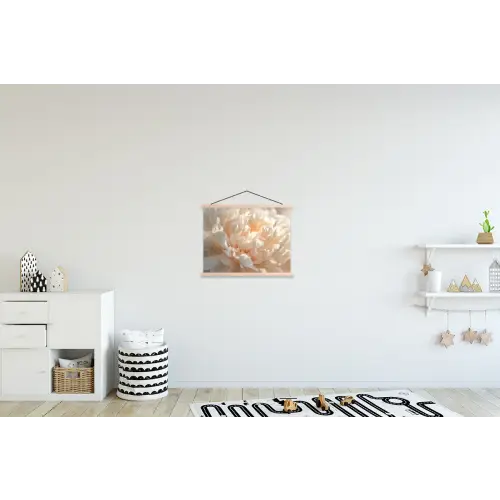 Close up - Pioenroos - Lichtroze textielposter latten blank klein -kinderkamer