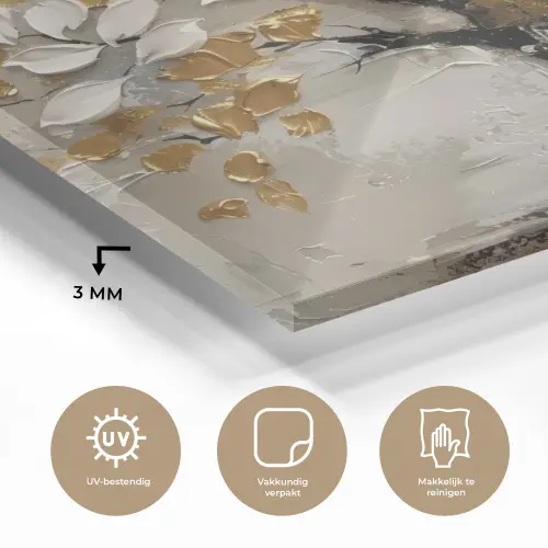 Boom - Beige - Grijs - Goud - Abstract plexiglas 5mm klein -sfeer2