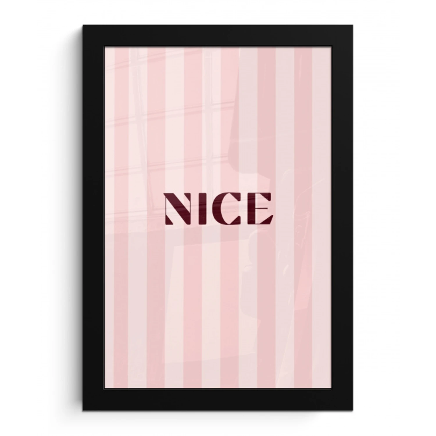 Nice - Strepen - Roze fotolijst zwart zonder passe partout klein -3d