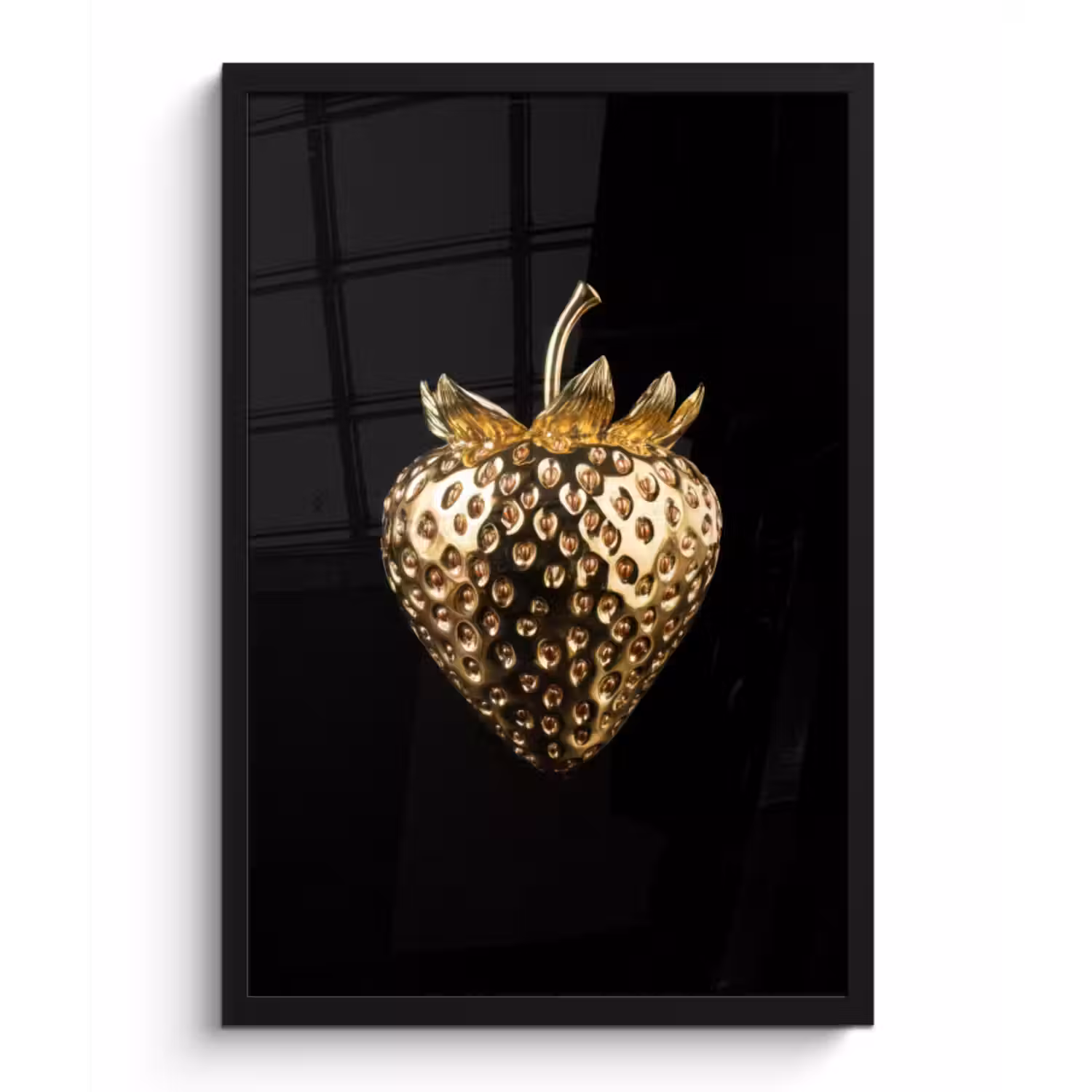 Poster met lijst - Aardbei - Goud - Zwart - Chrome