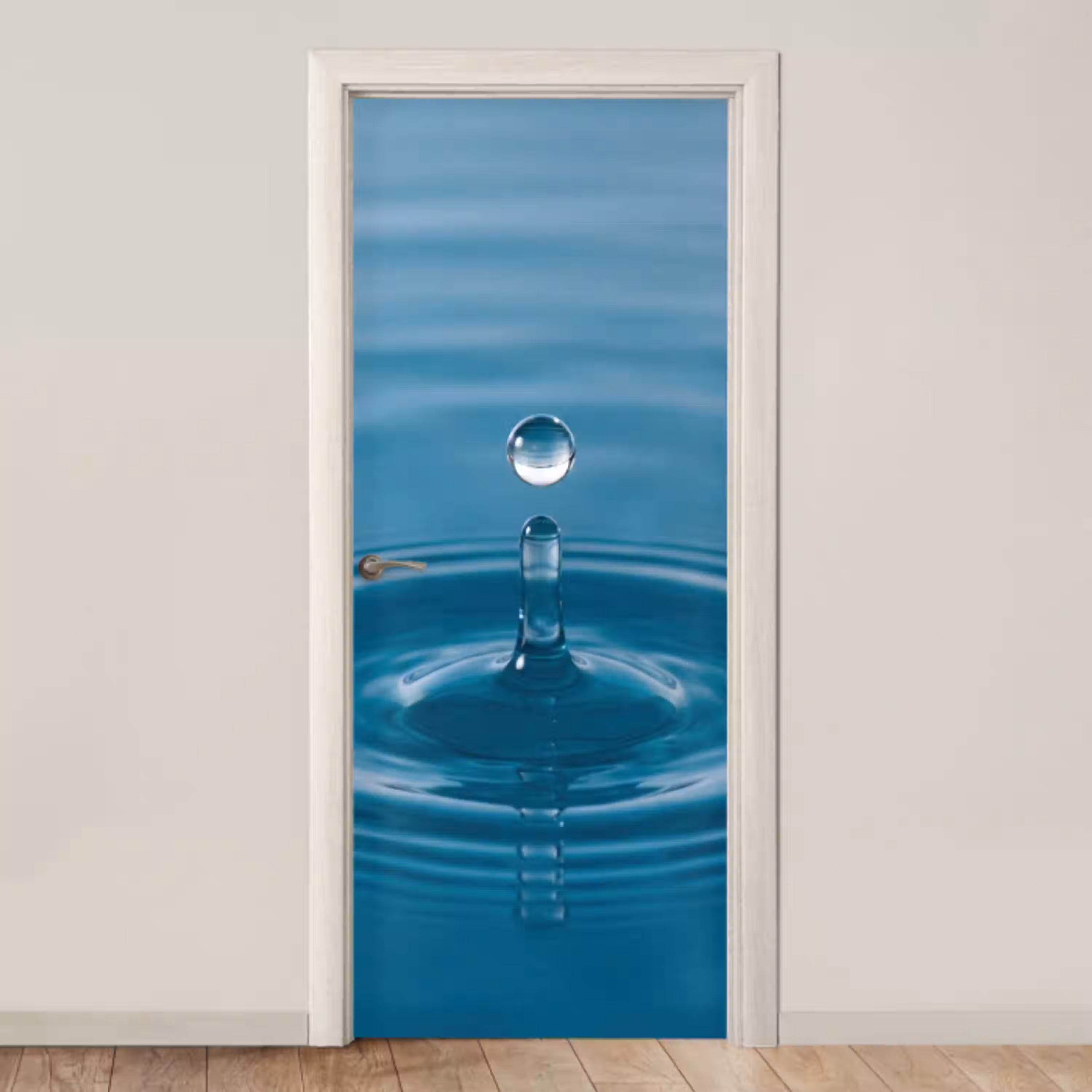 Waterdruppel - Water - Oppervlakte deurposter klein -3d_beige