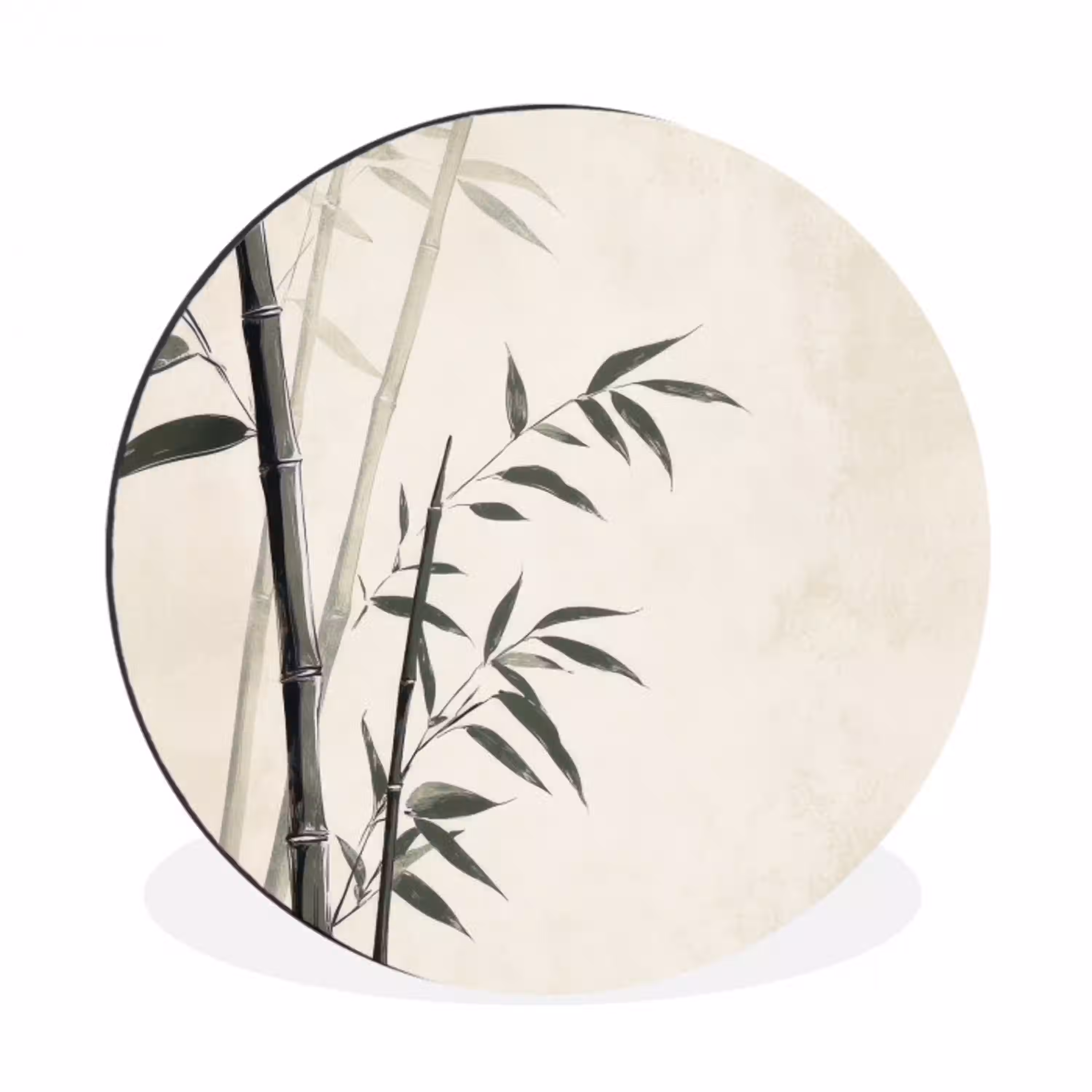 Japandi - Bamboe - Beige Wandcirkel aluminium klein -3d