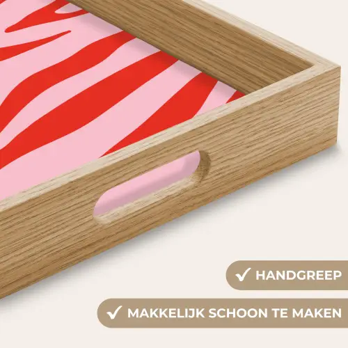 Zebraprint - Roze - Rood - Dierenprint Dienblad Rechthoek middel -USP_HandgreepNL