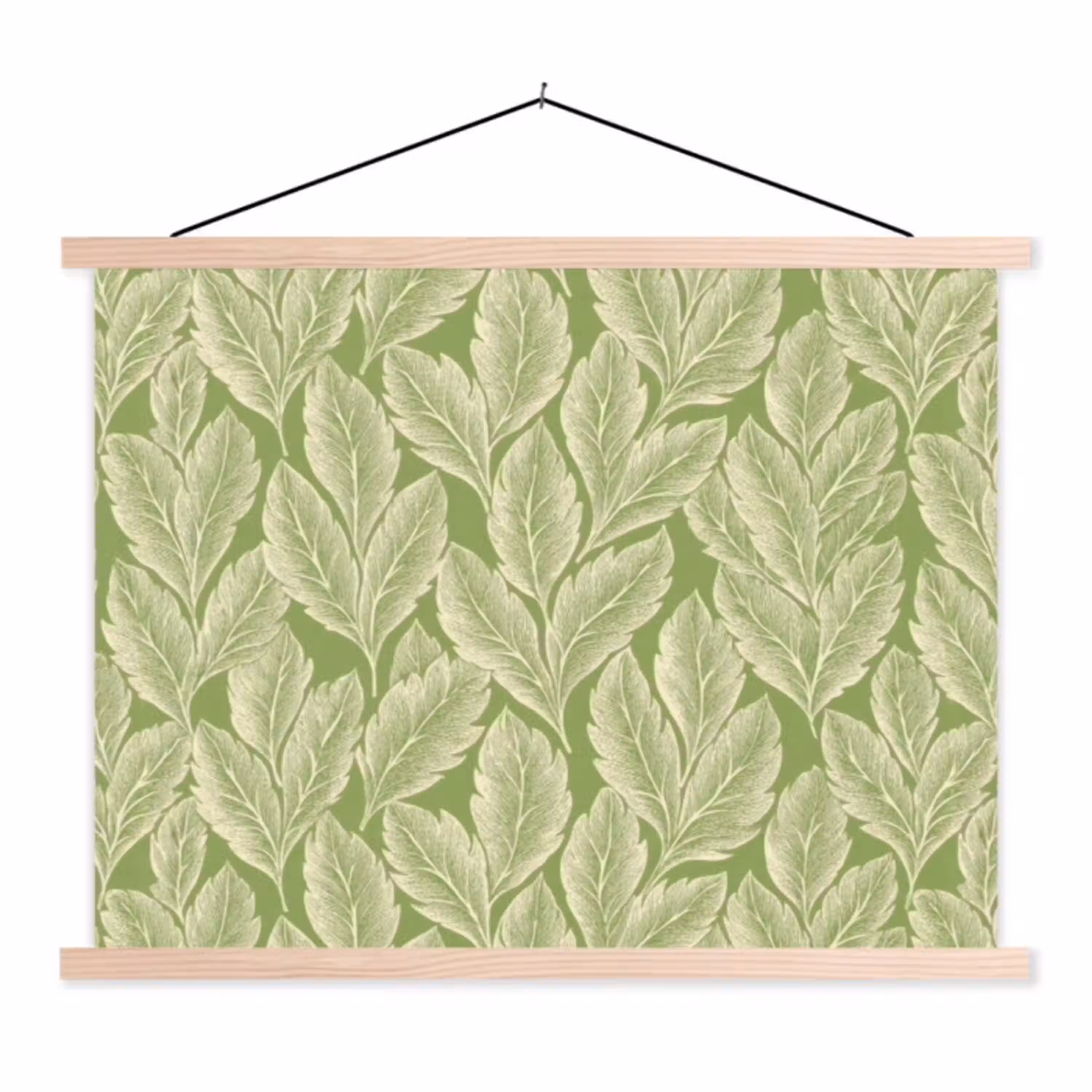 Groen - Botanisch - Bladeren - Vintage - Patroon textielposter latten blank klein 122 -3d