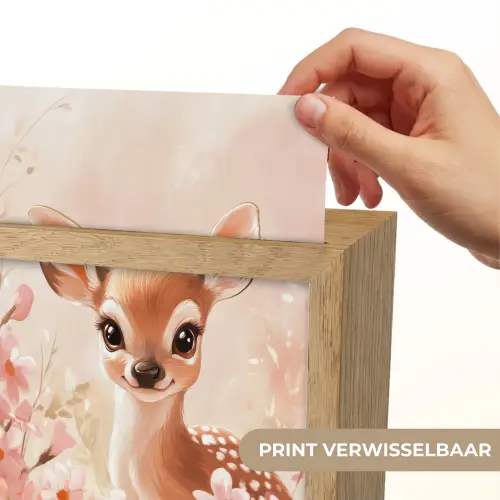 Hertje - Illustratie - Bloemen - Roze Light Box met kabel (Kinderlampje) klein -USP_websiteprintNL