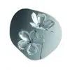 Kristal - Bloemen - Grijs Wandcirkel Organisch Aluminium middel -3d