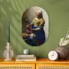 Het melkmeisje - Schilderij van Johannes Vermeer Wandcirkel Ovaal Forex klein -sfeer2