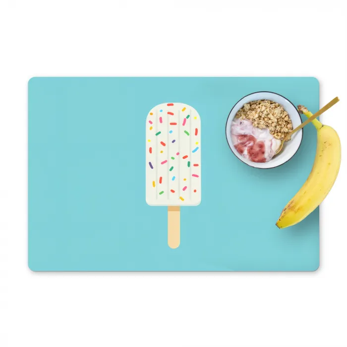 Ijsje - Stokje - Sprinkles - Lichtblauw Placemat vinyl groot -zzzproduct_Kitchenyeah-website