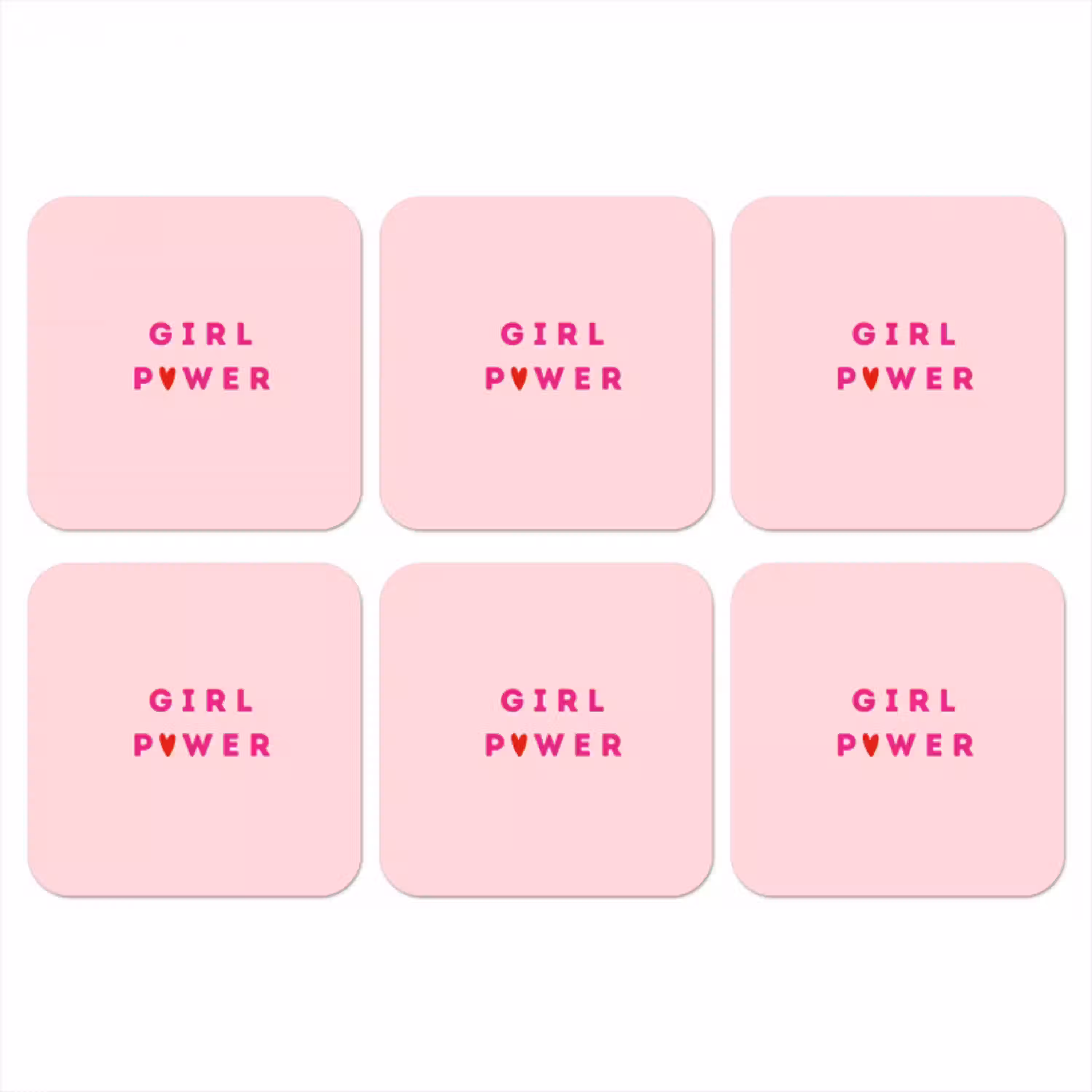 Girl power - Roze - Hartje onderzetter kurk middel -3d