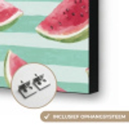 Watermeloen - Strepen - Groen Textielframe zwart klein 947 -USP_ophangsysteemNL