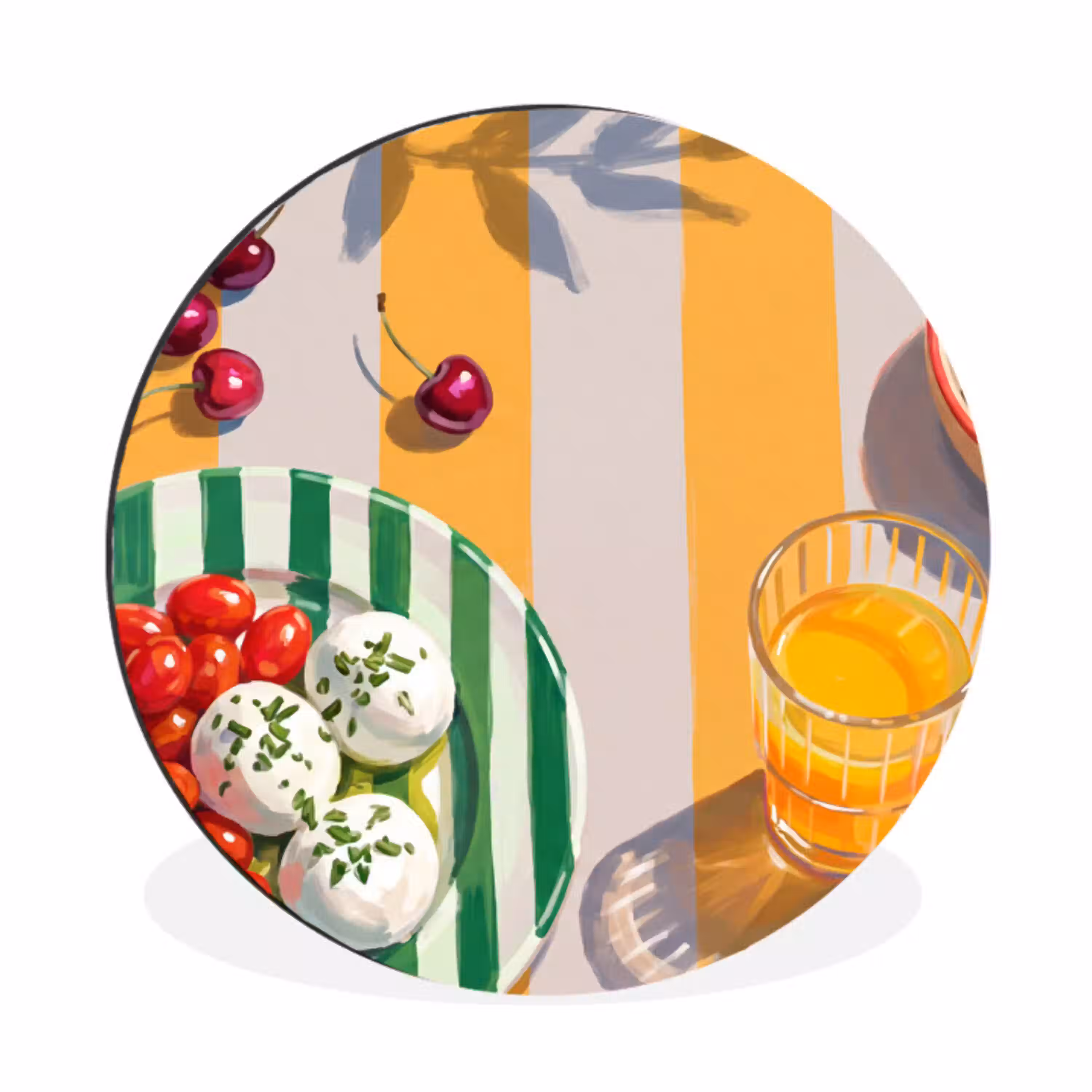 Eten - Zomer - Kleurrijk Wandcirkel aluminium klein -3d