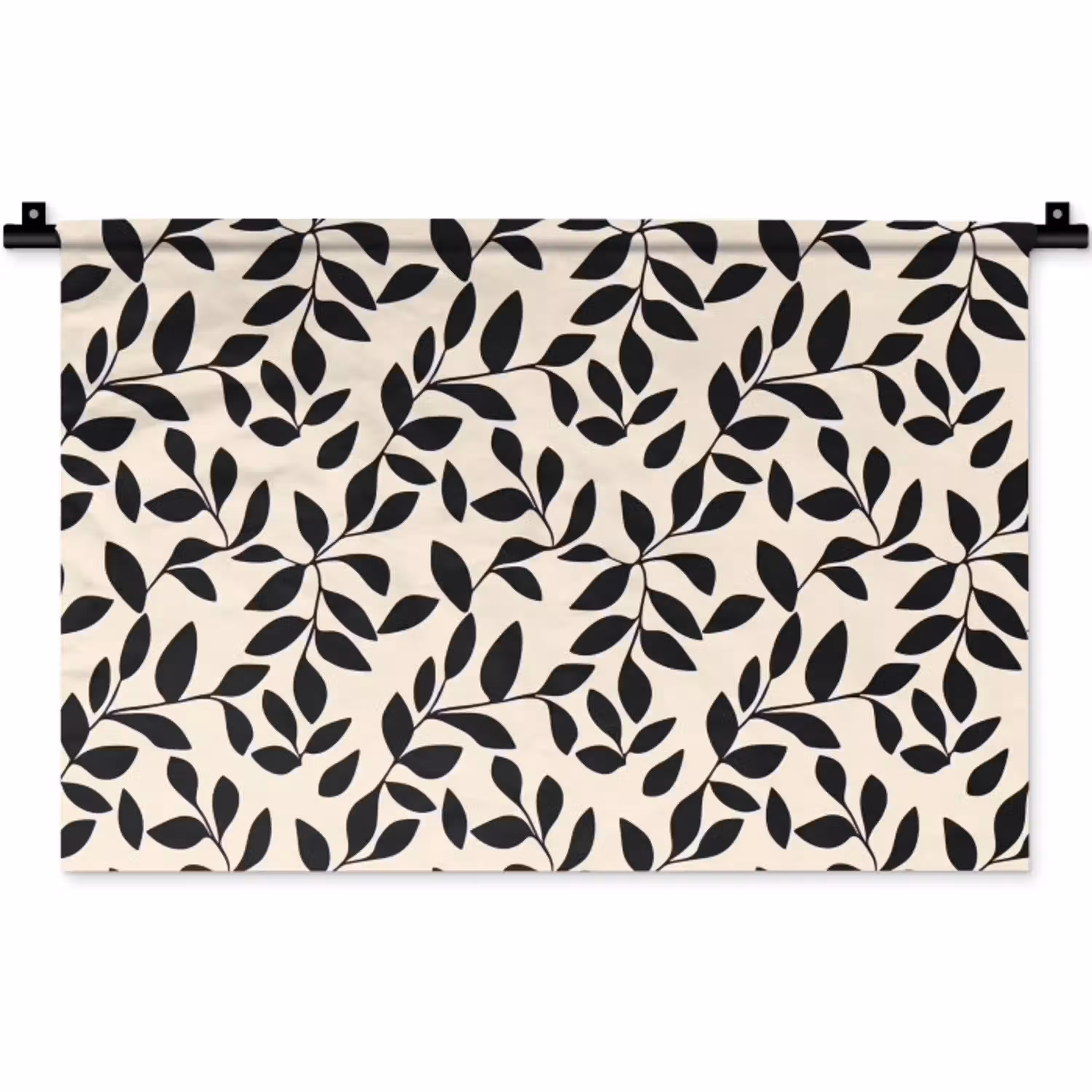 Elegant - Patroon - Zwart - Beige Wandkleed katoen klein 269 -zz3d