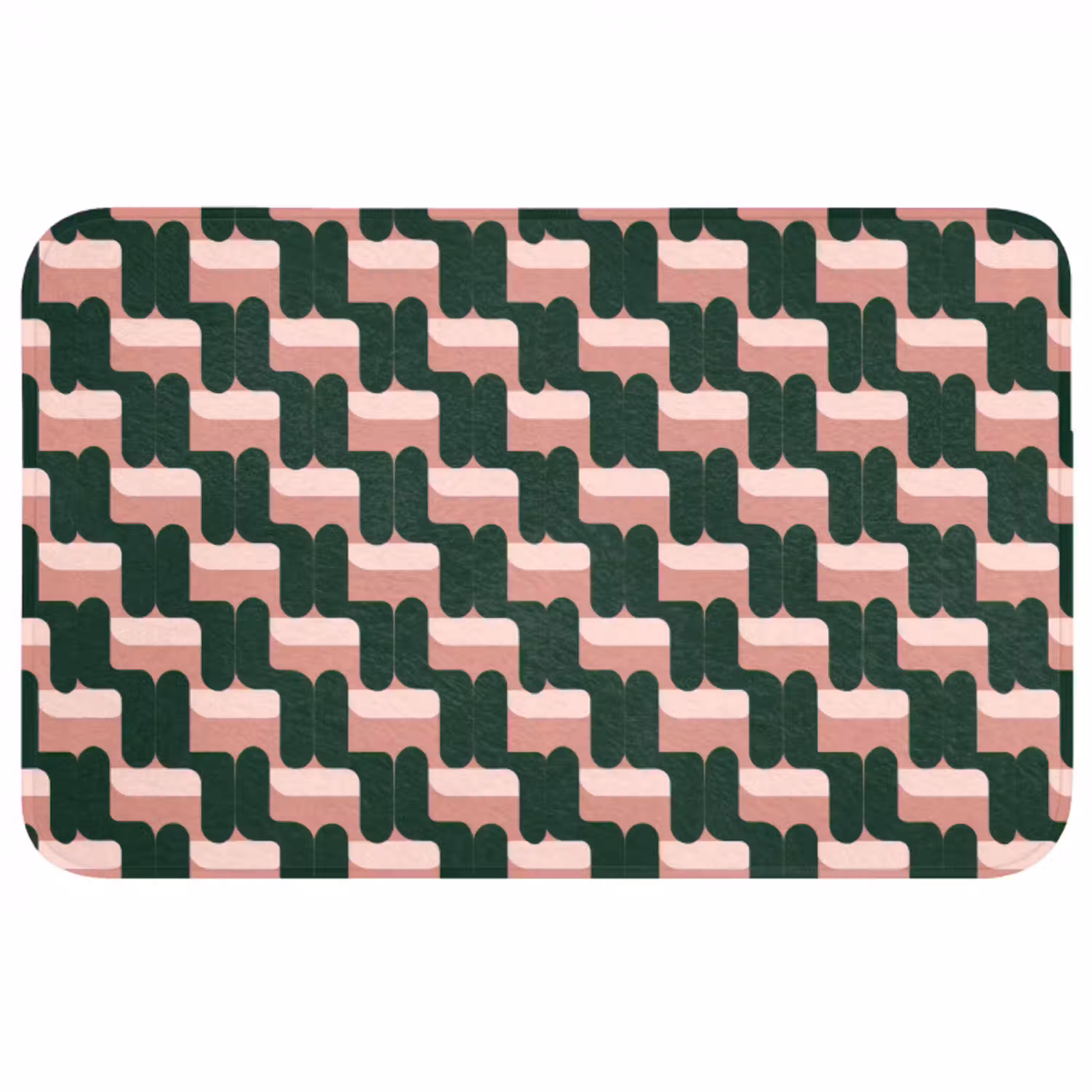 Vlechtpatroon - Groen - Roze - Geometrisch WCmat middel 1009 -3d