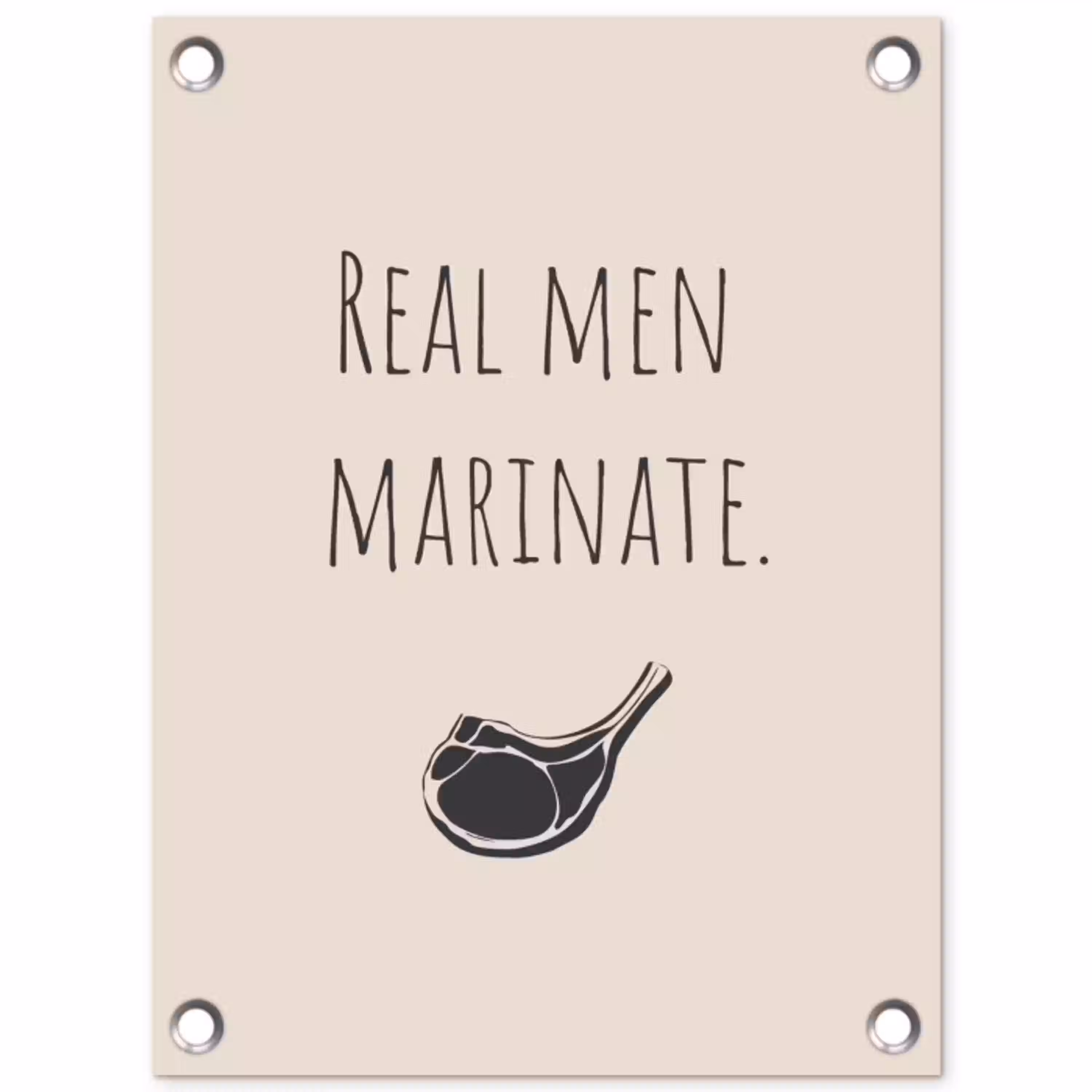 Vlees - Minimalistisch - Beige - Quote tuinposter los doek klein -3d