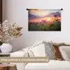Bloemen - Roze - Zonsondergang - Natuur - Weide - Horizon Wandkleed katoen klein -sfeer1